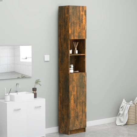 Armadietto Bagno Rovere Fumo 32x25,5x190 cm Legno Multistrato