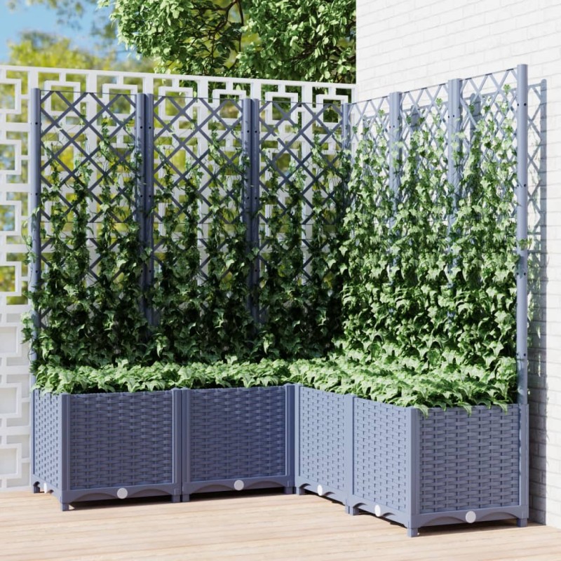 vidaXL Fioriera da Giardino Graticcio Grigio Scuro 120x120x136cm PP vidaXL Fioriera da Giardino Graticcio Grigio Scuro 120x120x136cm PP