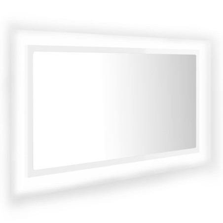 vidaXL Specchio da Bagno LED Bianco Lucido 80x8,5x37 cm in Acrilico