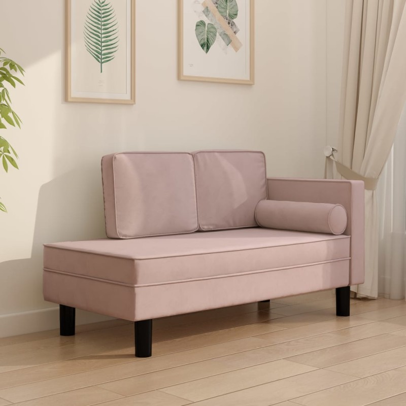vidaXL Sdraio con Cuscini e Capezzale Rosa in Velluto