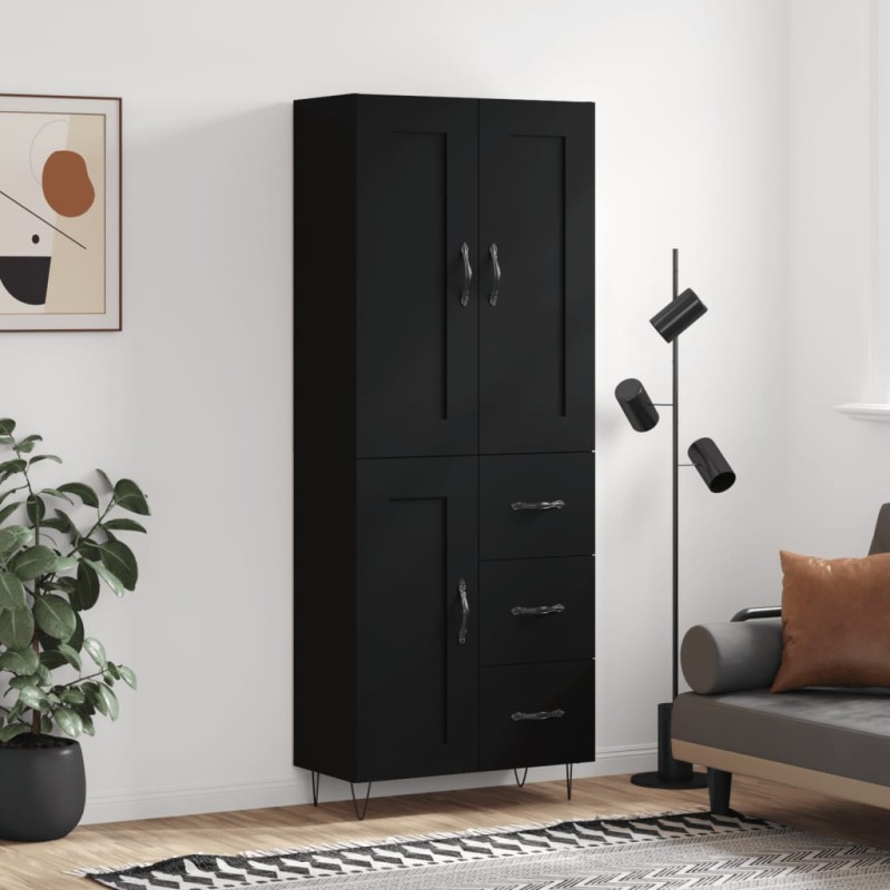 vidaXL Credenza Nera 69,5x34x180 cm in Legno Multistrato vidaXL Credenza Nera 69,5x34x180 cm in Legno Multistrato