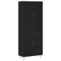 vidaXL Credenza Nera 69,5x34x180 cm in Legno Multistrato vidaXL Credenza Nera 69,5x34x180 cm in Legno Multistrato