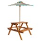 Tavolo Picnic per Bambini con Ombrellone 79x90x60cm in Acacia Tavolo Picnic per Bambini con Ombrellone 79x90x60cm in Acacia
