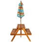 Tavolo Picnic per Bambini con Ombrellone 79x90x60cm in Acacia Tavolo Picnic per Bambini con Ombrellone 79x90x60cm in Acacia