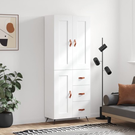 vidaXL Credenza Bianca 69,5x34x180 cm in Legno Multistrato