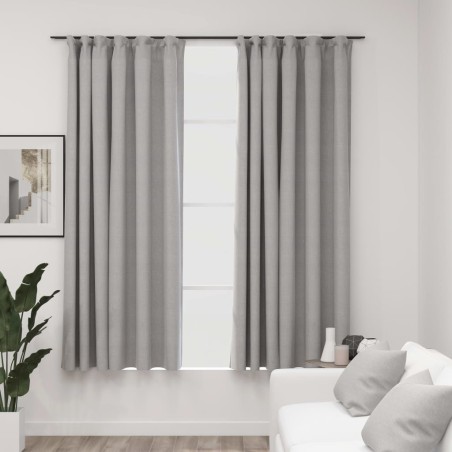 vidaXL Tende Oscuranti con Ganci Effetto Lino 2 pz Grigie 140x175 cm