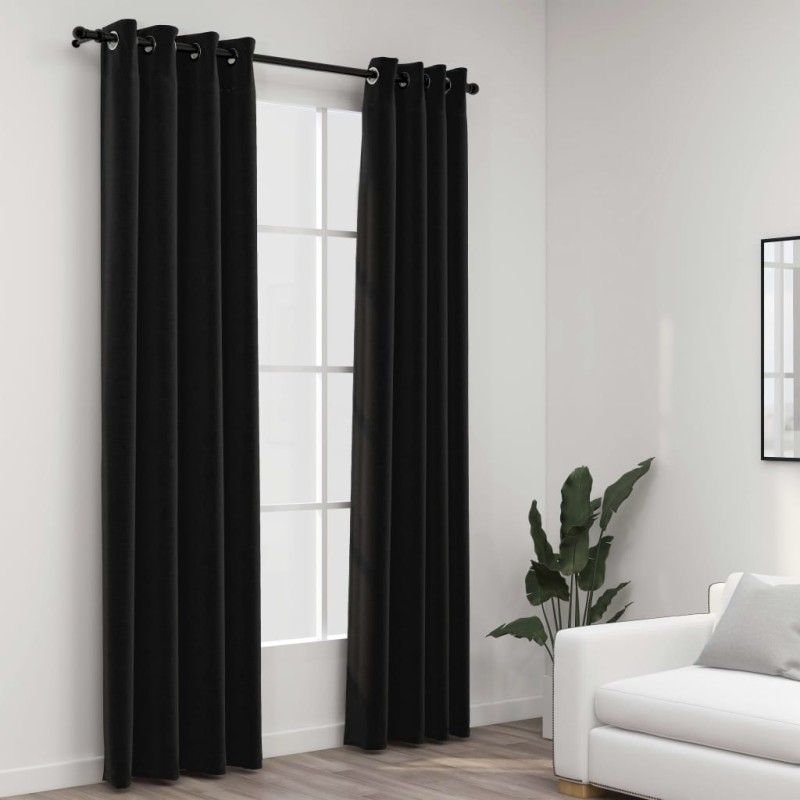 vidaXL Tende Oscuranti Effetto Lino 2 pz 140x225 cm Antracite vidaXL Tende Oscuranti Effetto Lino 2 pz 140x225 cm Antracite