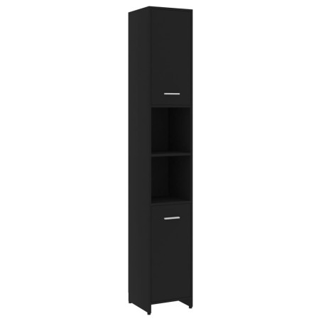 Armadio da Bagno Nero 30x30x183,5 cm in Truciolato
