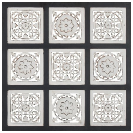 vidaXL Pannello murale Intagliato a Mano MDF 60x60x1,5 cm Nero e Bianco