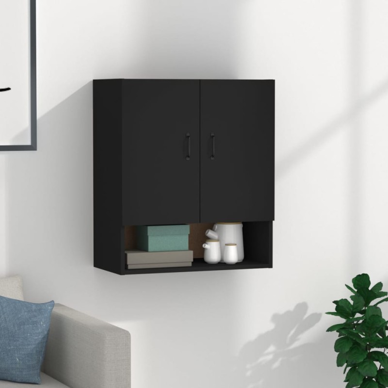 Armadietto a Muro Nero 60x31x70 cm in Legno Multistrato Armadietto a Muro Nero 60x31x70 cm in Legno Multistrato