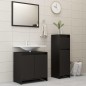 Set Mobili da Bagno 3 pz Nero in Truciolato Set Mobili da Bagno 3 pz Nero in Truciolato