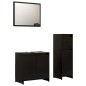 Set Mobili da Bagno 3 pz Nero in Truciolato Set Mobili da Bagno 3 pz Nero in Truciolato
