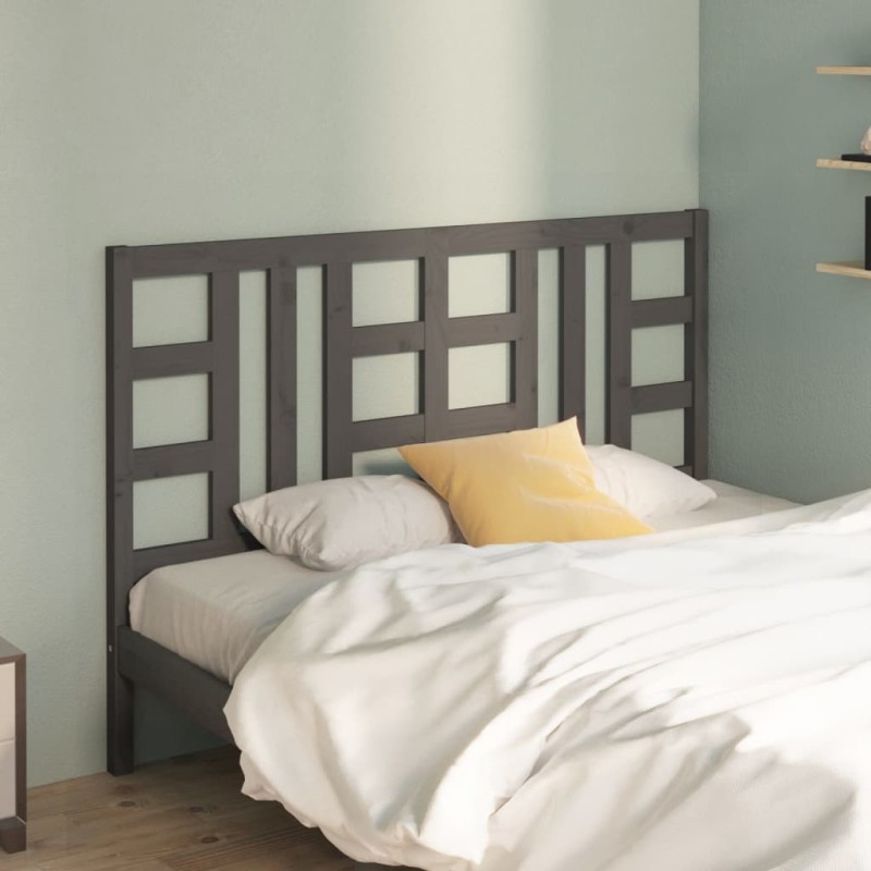 Testiera per Letto Grigia 126x4x100cm in Legno Massello di Pino Testiera per Letto Grigia 126x4x100cm in Legno Massello di Pino