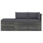 Set Divani da Giardino su Pallet 3 pz con Cuscini Massello Pino Set Divani da Giardino su Pallet 3 pz con Cuscini Massello Pino