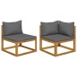 Set Divani da Giardino 2 pz con Cuscini Grigio Scuro in Acacia Set Divani da Giardino 2 pz con Cuscini Grigio Scuro in Acacia