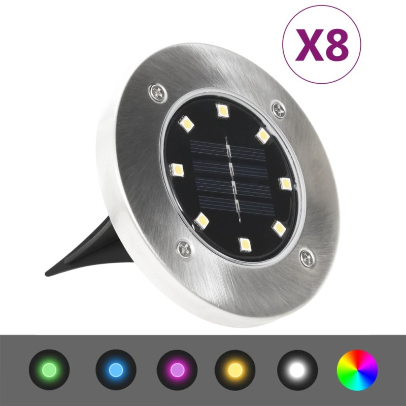 Lampade Solari da Terra 8 pz Luci a LED Colori RGB Lampade Solari da Terra 8 pz Luci a LED Colori RGB