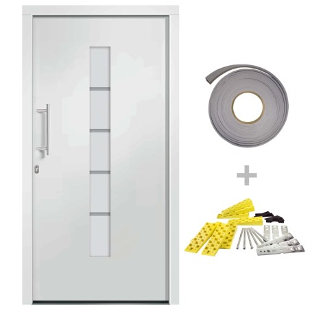 vidaXL Porta d'Ingresso in Alluminio e PVC Bianco 110x210 cm