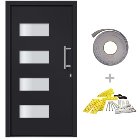vidaXL Porta d'Ingresso in Alluminio e PVC Antracite 110x210 cm