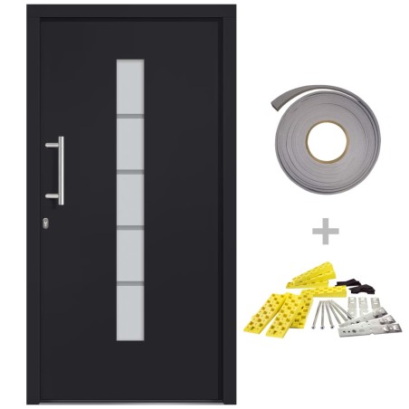 vidaXL Porta d'Ingresso in Alluminio e PVC Antracite 100x210 cm