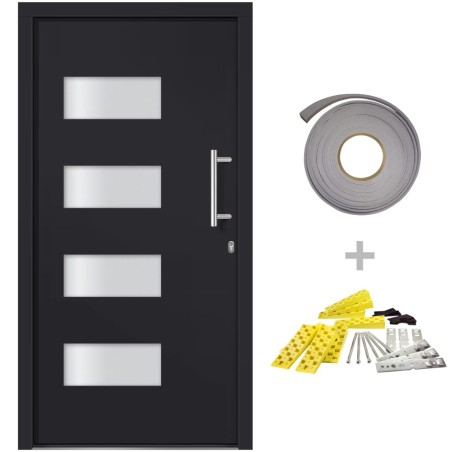vidaXL Porta d'Ingresso in Alluminio e PVC Antracite 100x210 cm