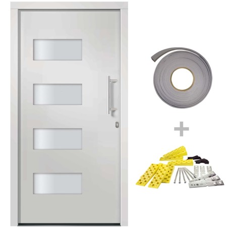 vidaXL Porta d'Ingresso in Alluminio e PVC Bianco 100x210 cm