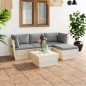 vidaXL Set Divani da Giardino su Pallet 5 pz con Cuscini Legno Abete vidaXL Set Divani da Giardino su Pallet 5 pz con Cuscini Legno Abete