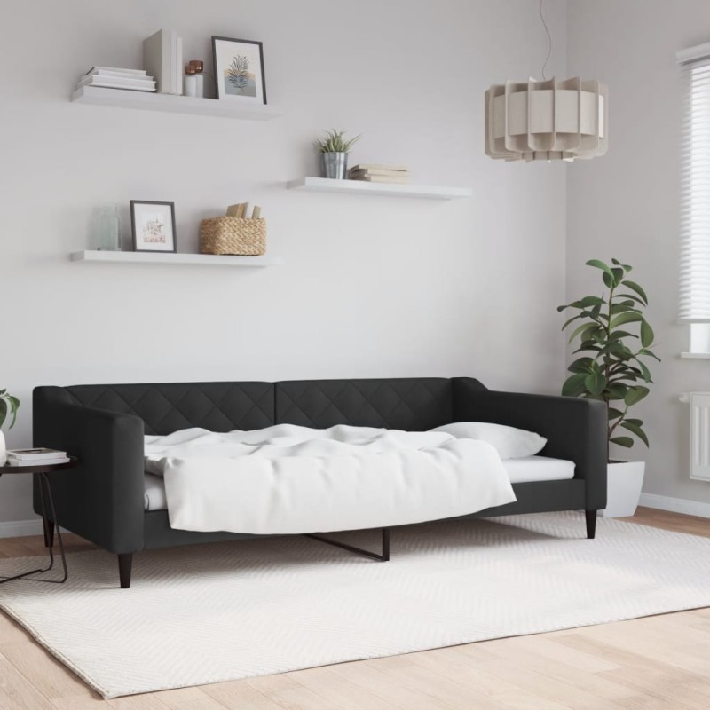 vidaXL Letto da Giorno Nero 100x200 cm in Tessuto vidaXL Letto da Giorno Nero 100x200 cm in Tessuto