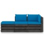 vidaXL Set Salotto da Giardino 3pz con Cuscini Legno Impregnato Grigio vidaXL Set Salotto da Giardino 3pz con Cuscini Legno Impregnato Grigio