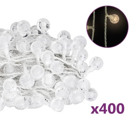 vidaXL Filo Luci Fatate Sferiche 40m 400 LED Bianco Caldo 8 Funzioni