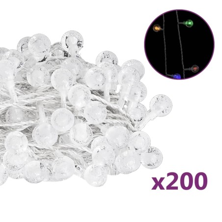 vidaXL Filo di Luci Sferiche 20m 200 LED Colorati 8 Funzioni