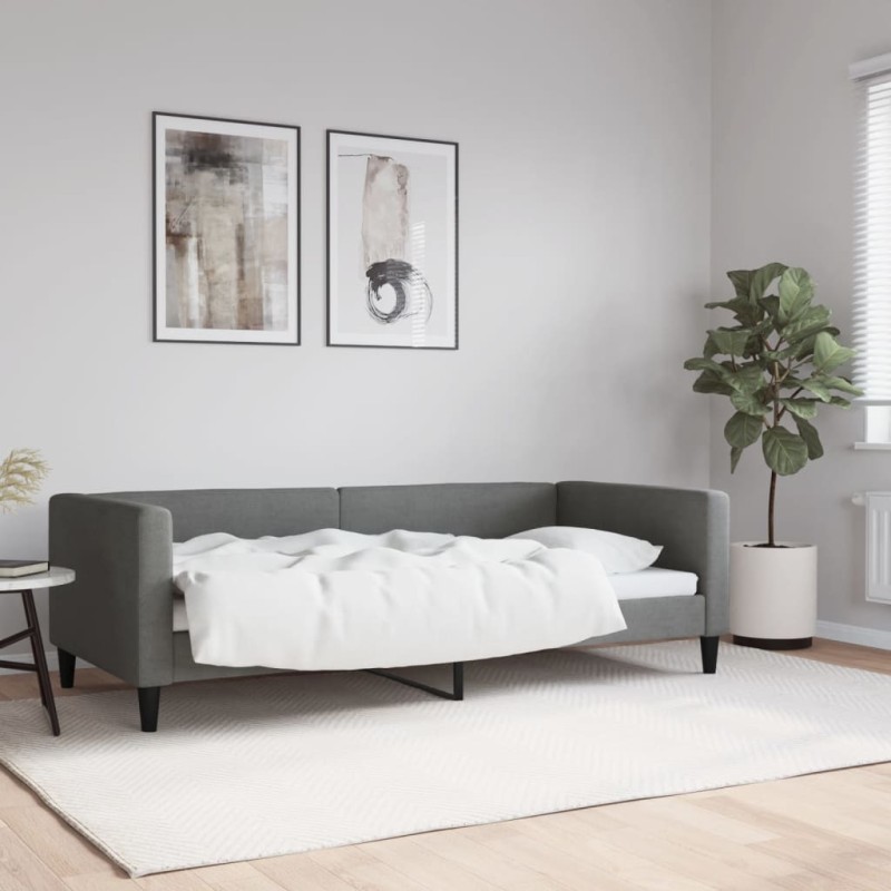 vidaXL Letto da Giorno Grigio Scuro 90x190 cm in Tessuto vidaXL Letto da Giorno Grigio Scuro 90x190 cm in Tessuto