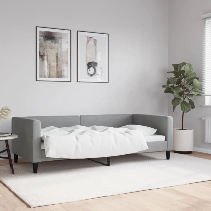 vidaXL Letto da Giorno Grigio Chiaro 90x190 cm in Tessuto vidaXL Letto da Giorno Grigio Chiaro 90x190 cm in Tessuto