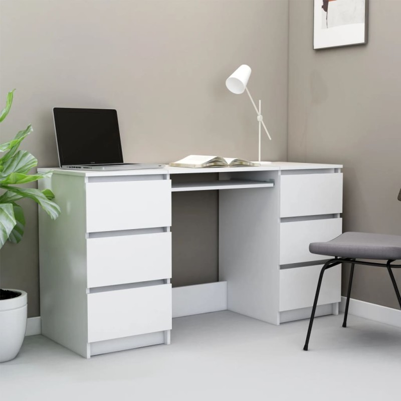 vidaXL Scrivania Bianca 140x50x77 cm in Legno Multistrato vidaXL Scrivania Bianca 140x50x77 cm in Legno Multistrato