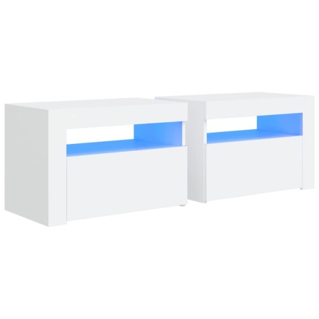 vidaXL Comodini 2 pz con LED Bianchi 60x35x40 cm
