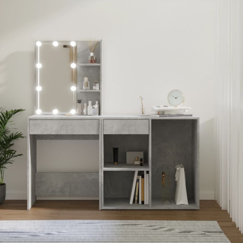 vidaXL Toeletta LED con Armadietto in Legno Multistrato Grigio Cemento vidaXL Toeletta LED con Armadietto in Legno Multistrato Grigio Cemento