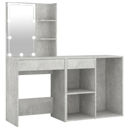 vidaXL Toeletta LED con Armadietto in Legno Multistrato Grigio Cemento