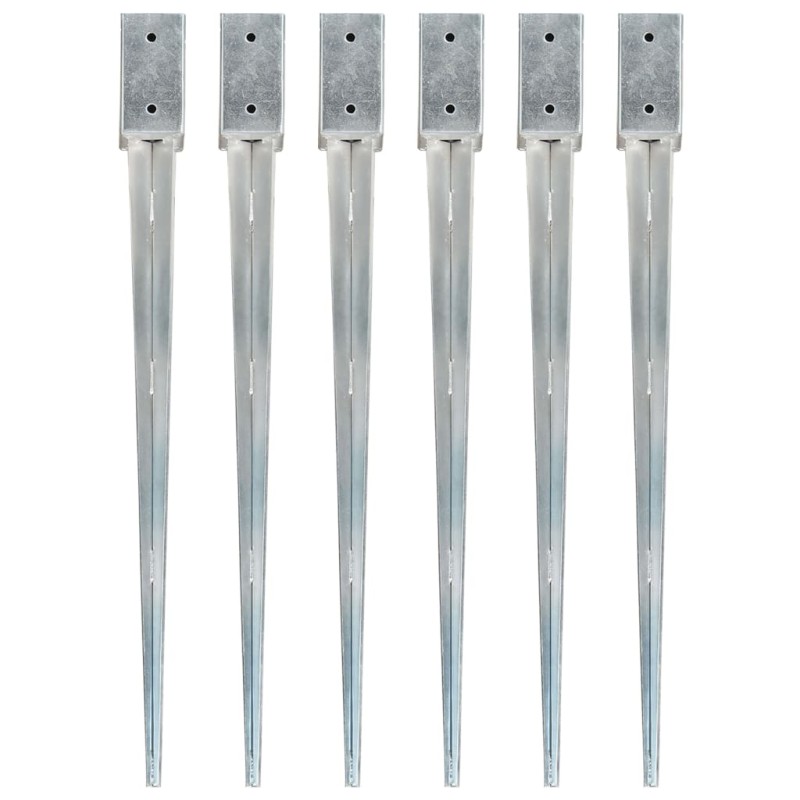 Picchetti di Terra 6 pz Argento 7x7x90 cm in Acciaio Zincato Picchetti di Terra 6 pz Argento 7x7x90 cm in Acciaio Zincato