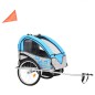 vidaXL Rimorchio da Bici per Bambini e Passeggino 2 in 1 Blu e Grigio vidaXL Rimorchio da Bici per Bambini e Passeggino 2 in 1 Blu e Grigio