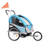 vidaXL Rimorchio da Bici per Bambini e Passeggino 2 in 1 Blu e Grigio vidaXL Rimorchio da Bici per Bambini e Passeggino 2 in 1 Blu e Grigio