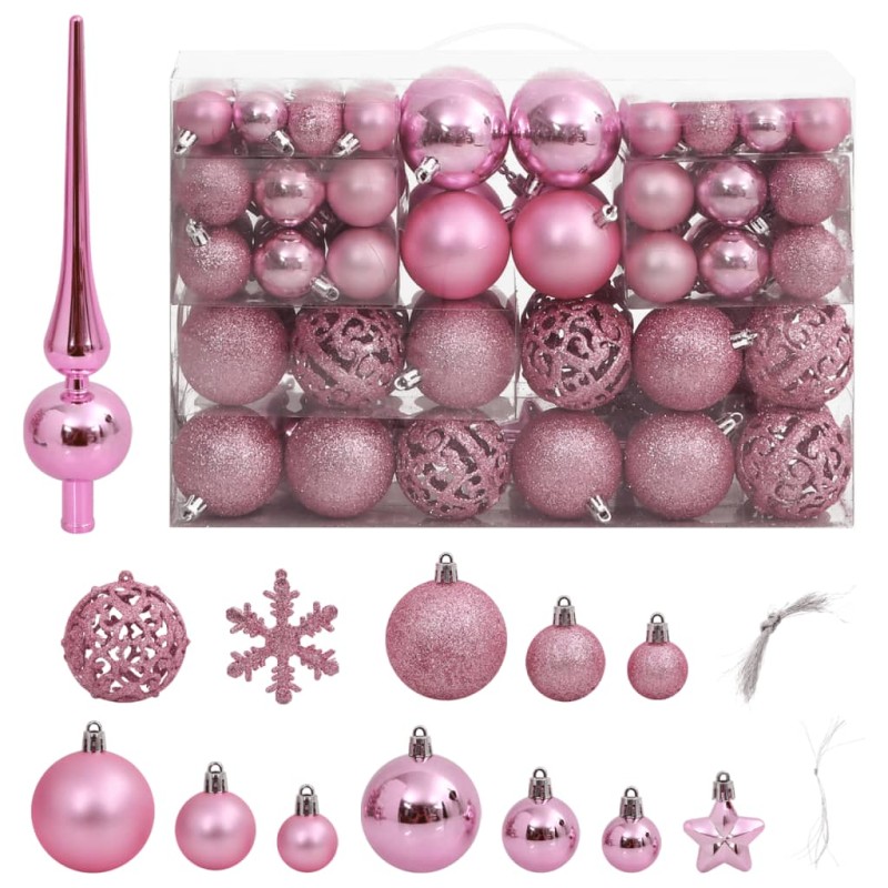 vidaXL Set Palline di Natale 111 pz Rosa in Polistirene vidaXL Set Palline di Natale 111 pz Rosa in Polistirene
