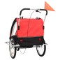 vidaXL Rimorchio da Bici per Bambini e Passeggino 2 in 1 Nero e Rosso vidaXL Rimorchio da Bici per Bambini e Passeggino 2 in 1 Nero e Rosso