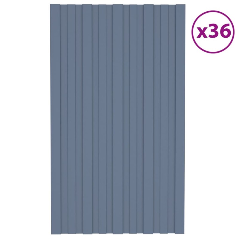 vidaXL Pannelli da Tetto 36 pz in Acciaio Zincato Grigio 80x45 cm vidaXL Pannelli da Tetto 36 pz in Acciaio Zincato Grigio 80x45 cm
