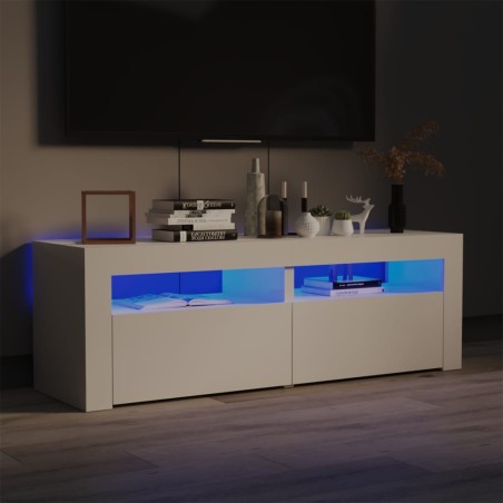 vidaXL Mobile Porta TV con Luci LED Bianco Lucido 120x35x40 cm