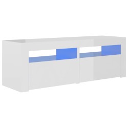 vidaXL Mobile Porta TV con Luci LED Bianco Lucido 120x35x40 cm
