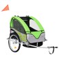 vidaXL Rimorchio per Bici e Passeggino 2 in 1 Verde e Grigio vidaXL Rimorchio per Bici e Passeggino 2 in 1 Verde e Grigio