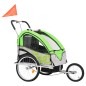 vidaXL Rimorchio per Bici e Passeggino 2 in 1 Verde e Grigio vidaXL Rimorchio per Bici e Passeggino 2 in 1 Verde e Grigio