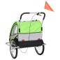 vidaXL Rimorchio per Bici e Passeggino 2 in 1 Verde e Grigio vidaXL Rimorchio per Bici e Passeggino 2 in 1 Verde e Grigio