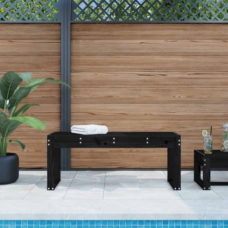 vidaXL Panca da Giardino Nera 110x38x45 cm Legno Massello di Pino vidaXL Panca da Giardino Nera 110x38x45 cm Legno Massello di Pino