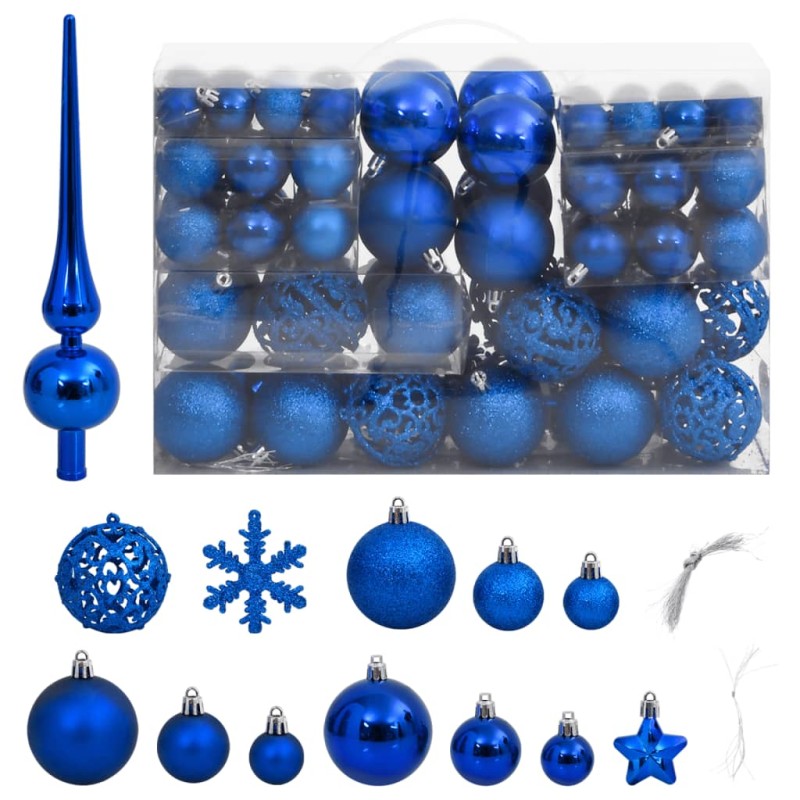 vidaXL Set Palline di Natale 111 pz Blu in Polistirene vidaXL Set Palline di Natale 111 pz Blu in Polistirene