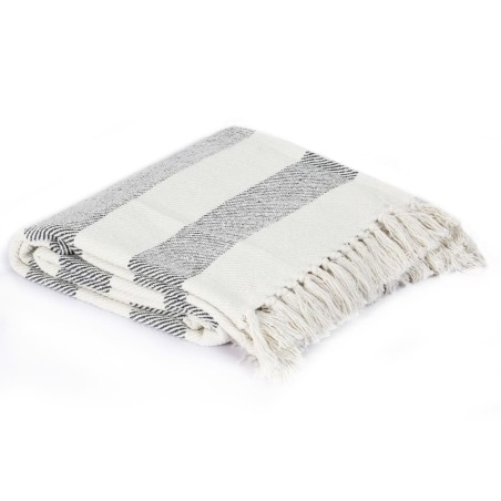 vidaXL Copriletto a Righe in Cotone 220x250 cm Antracite